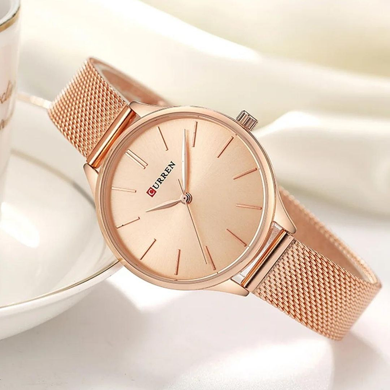 Reloj Análogo Curren Original KREb7320 para Mujer Acero Color Oro Rosa 5