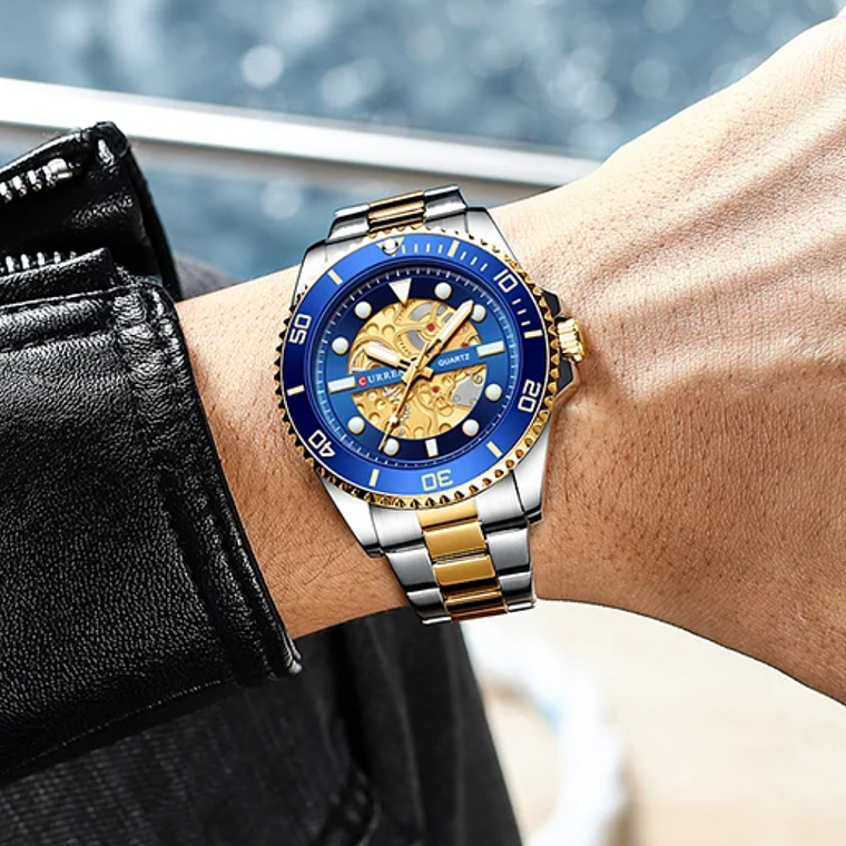 Reloj Análogo Curren Original KREd371903 para Hombre Acero Color Plata y Dorado 3