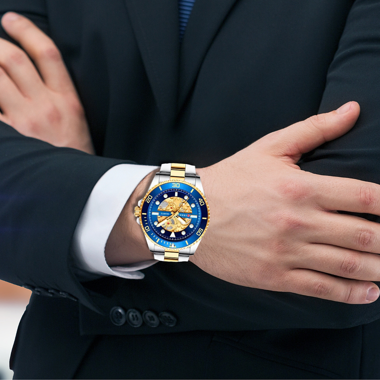 Reloj Análogo Curren Original KREd371903 para Hombre Acero Color Plata y Dorado 4