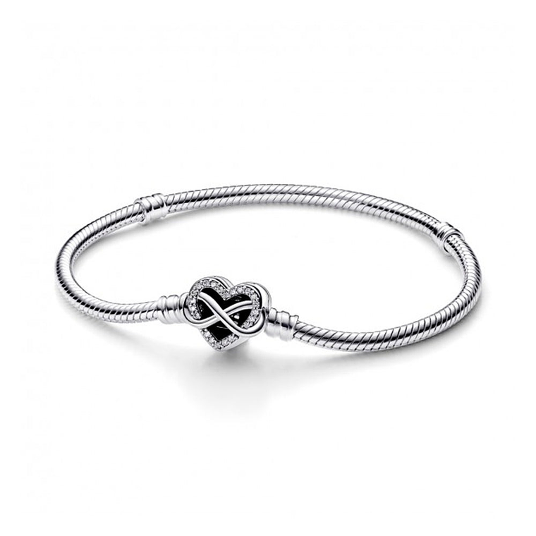 Pulsera Brazalete Pandora Corazón Infinito Cadena Serpiente 592645C01 Plata 925 Talla 18cm 1