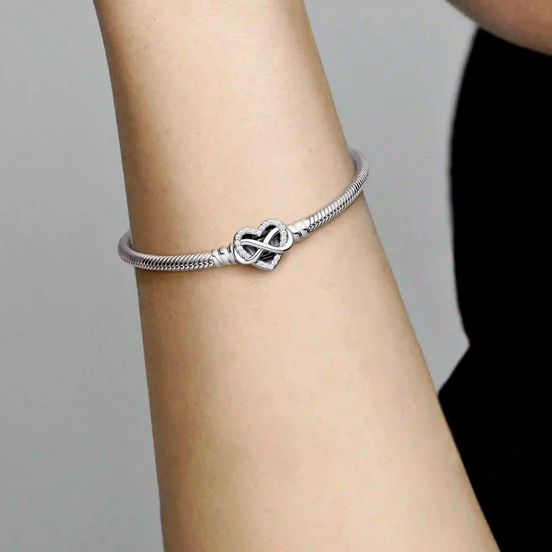 Pulsera Brazalete Pandora Corazón Infinito Cadena Serpiente 592645C01 Plata 925 Talla 18cm 5