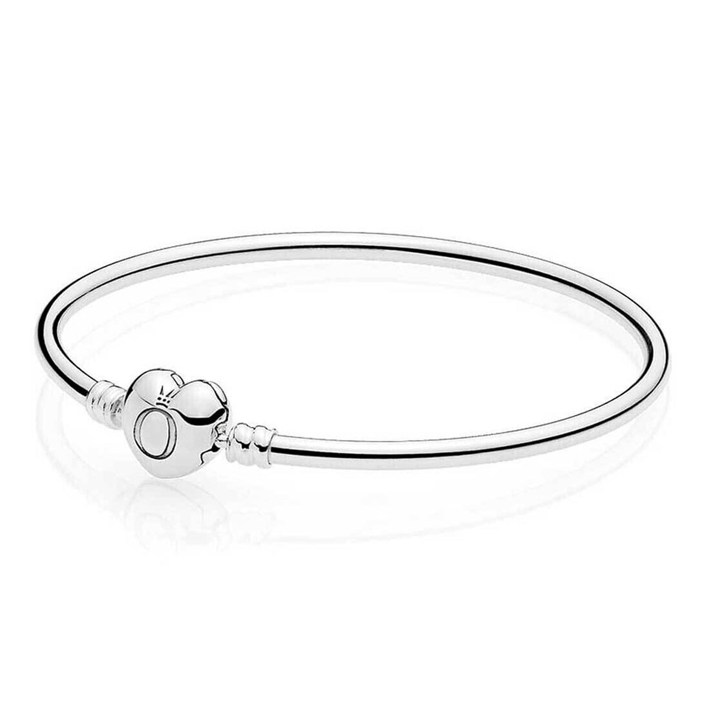 Pulsera Brazalete Liso Pandora Cierre de Corazon Plateado logo Pandora 586268 Plata 925 Talla 18cm 2