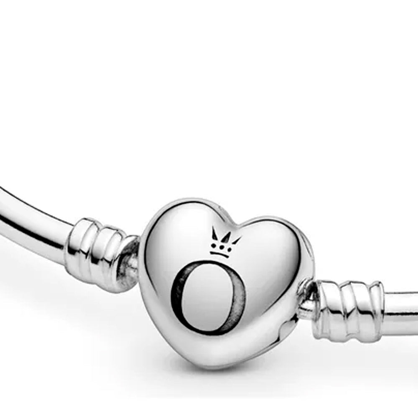 Pulsera Brazalete Liso Pandora Cierre de Corazon Plateado logo Pandora 586268 Plata 925 Talla 18cm 3