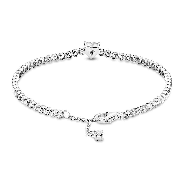 Pulsera Brazalete Pandora Corazón Brillante 590041C01 Plata 925 Talla 18cm 2
