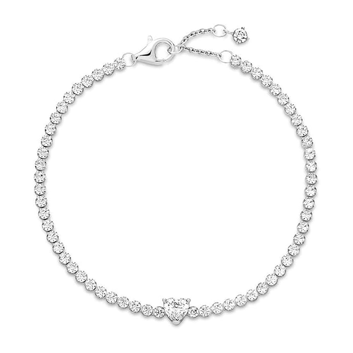 Pulsera Brazalete Pandora Corazón Brillante 590041C01 Plata 925 Talla 18cm 3