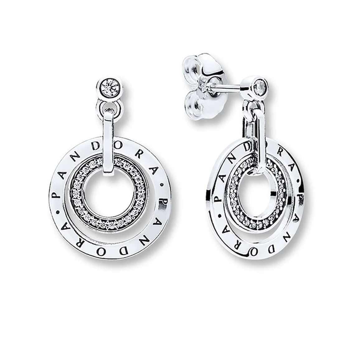 Aretes Pendientes Pandora Logo y Circonica Transparente 296296CZ Plata 925 1