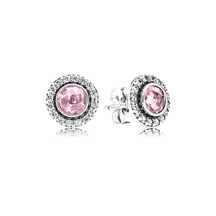 Aretes Pendientes Pandora Tipo Topo Detalle Circonita Rosa 290553PCZ Plata 925