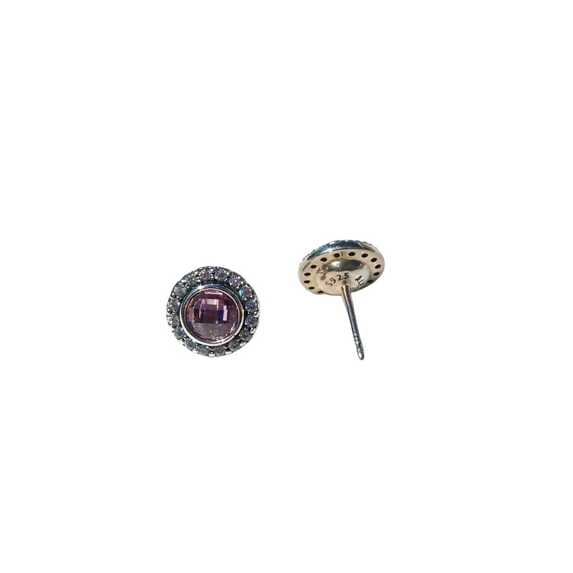 Aretes Pendientes Pandora Tipo Topo Detalle Circonita Rosa 290553PCZ Plata 925 4