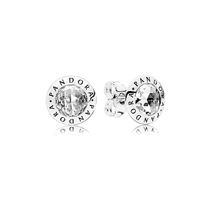 Aretes Pendientes Pandora Logo Pandora y Circonica Cúbica 296216CZ Plata 925