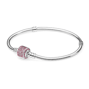 Pulsera Brazalete Pandora Cierre con Detalles en Circonitas Rosadas 590723CZS Plata 925 Talla 18cm