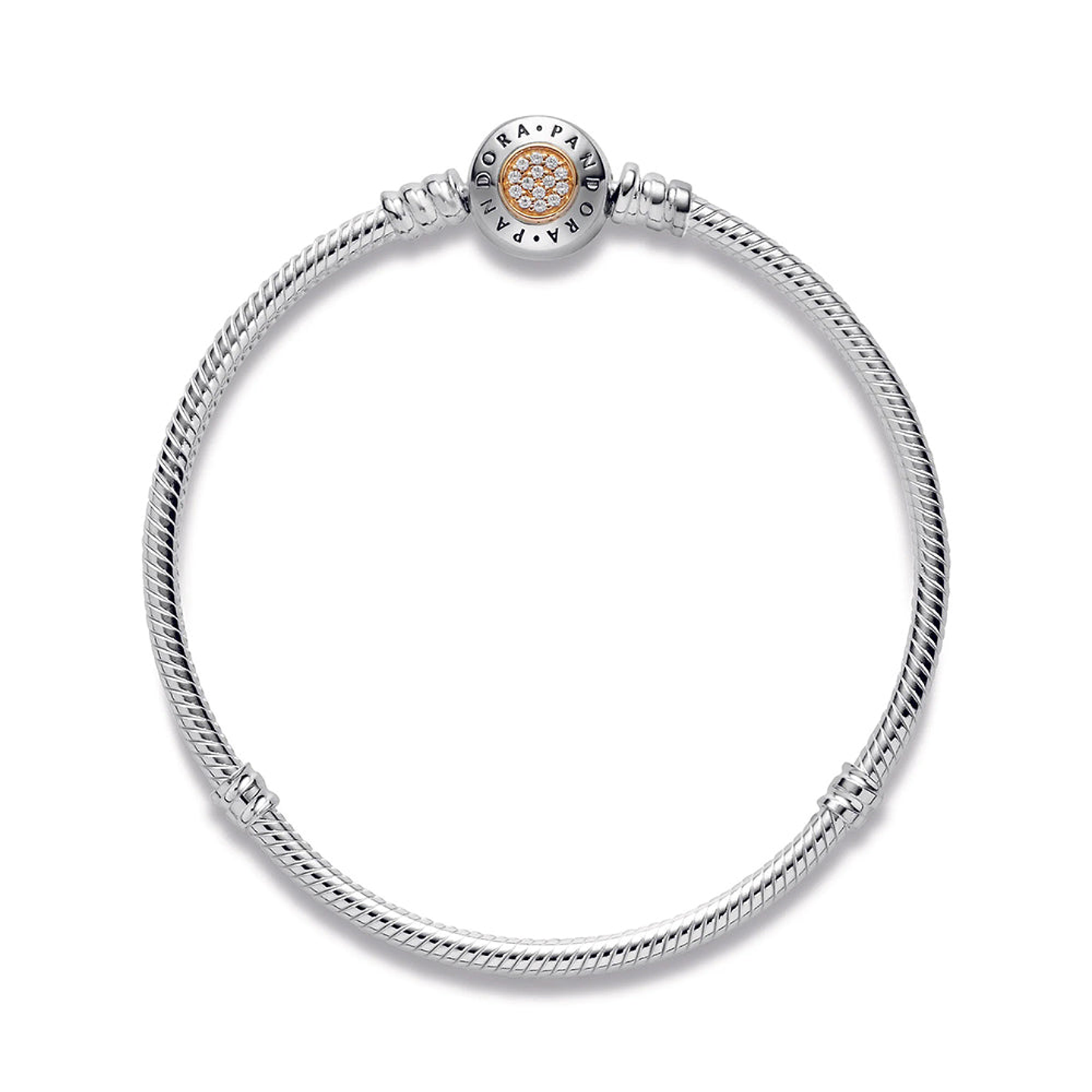 Pulsera Brazalete Pandora con Cierre de Logotipo y Circonita Cúbica 590741CZ Plata 925 Talla 18cm 2