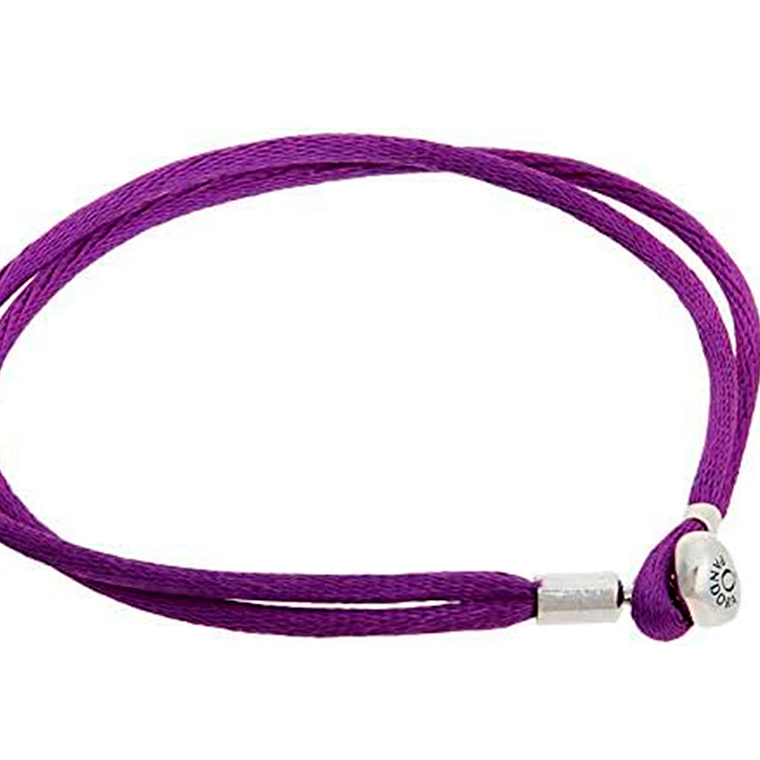 Pulsera Brazalete Pandora de Cordon Morado Ajustable 590749CPE-S Tela Talla 18cm 4