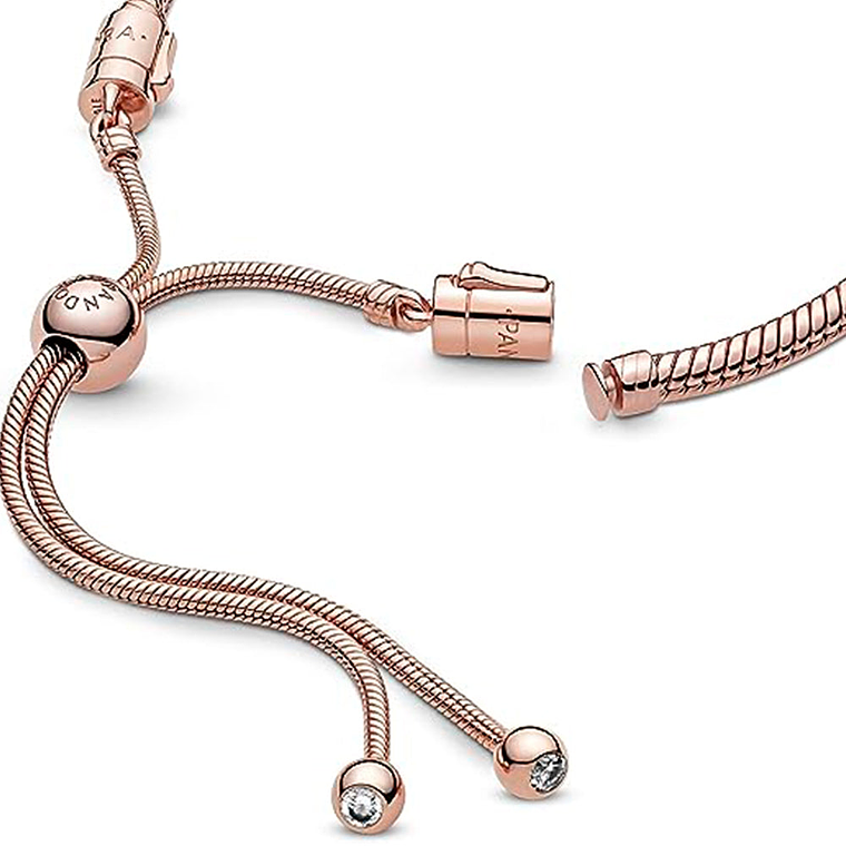 Pulsera Brazalete Pandora con Ajuste Extraible Bañado en Oro Rosa 587125CZ Plata 925 Talla 18cm 4