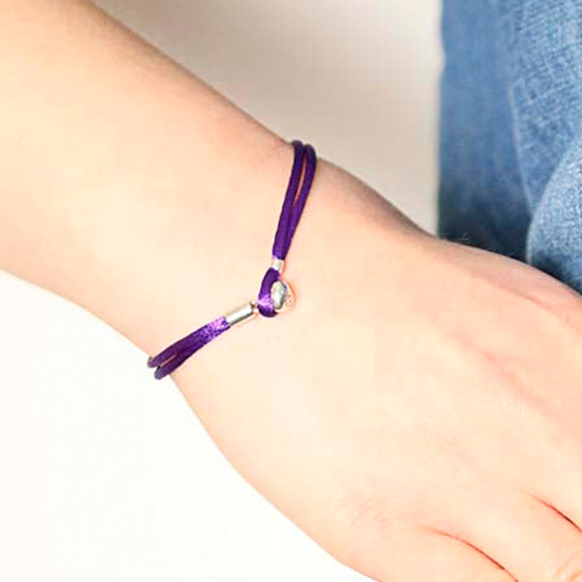 Pulsera Brazalete Pandora de Cordon Morado Ajustable 590749CPE-S Tela Talla 18cm 5