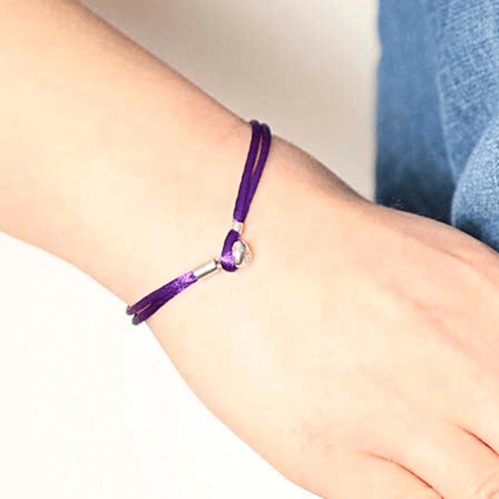 Pulsera Brazalete Pandora de Cordon Morado Ajustable 590749CPE-S Tela Talla 18cm 5