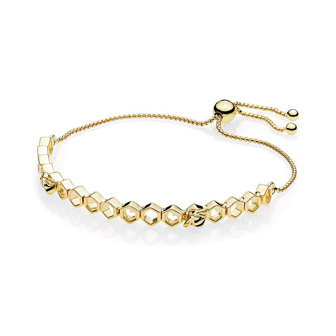 Pulsera Brazalete Pandora Panal de Abejas Bañado en Oro 567109EN16 Plata 925 Talla 18cm 1