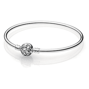 Pulsera Brazalete Pandora con Patron Corazón Entrelazado 597137 Plata 925 Talla 18cm
