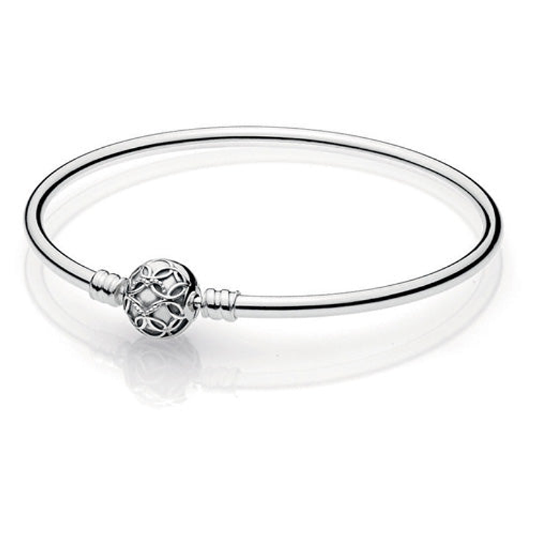 Pulsera Brazalete Pandora con Patron Corazón Entrelazado 597137 Plata 925 Talla 18cm 1