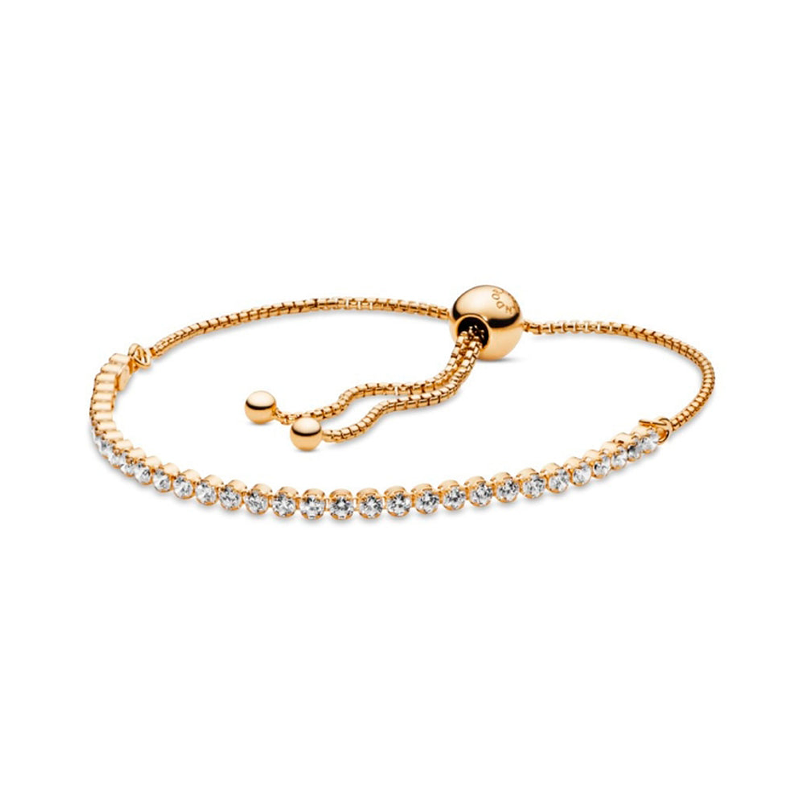 Pulsera Brazalete Pandora Cadena de Circonitas Ajustable Bañado en Oro 560524CZ Plata 925 Talla 18cm 2
