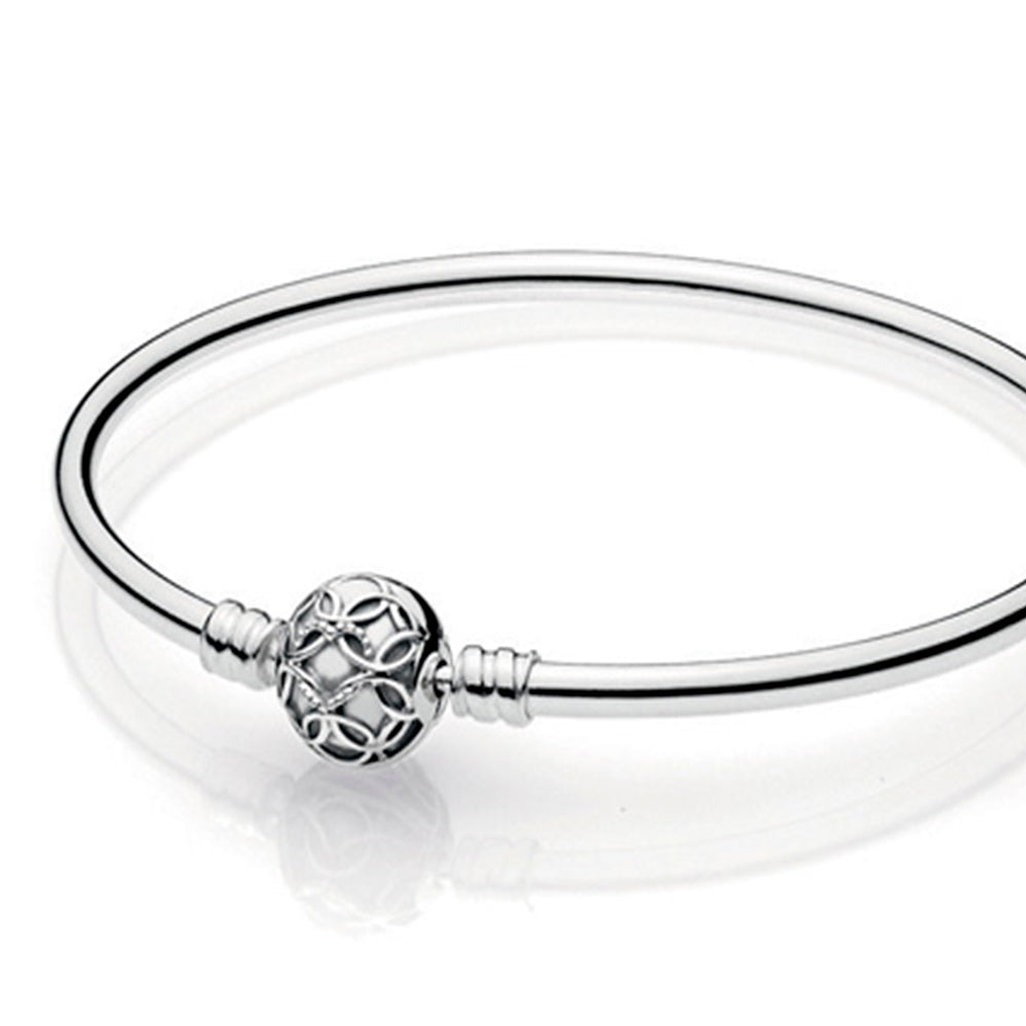Pulsera Brazalete Pandora con Patron Corazón Entrelazado 597137 Plata 925 Talla 18cm 2