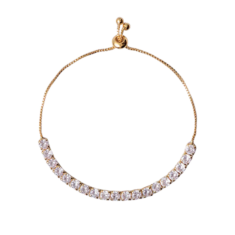 Pulsera Brazalete Pandora Cadena de Circonitas Ajustable Bañado en Oro 560524CZ Plata 925 Talla 18cm 5