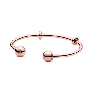 Pulsera Brazalete Pandora Estilo Abierto Bañado en Oro Rosa 586477 Plata 925 Talla 18cm