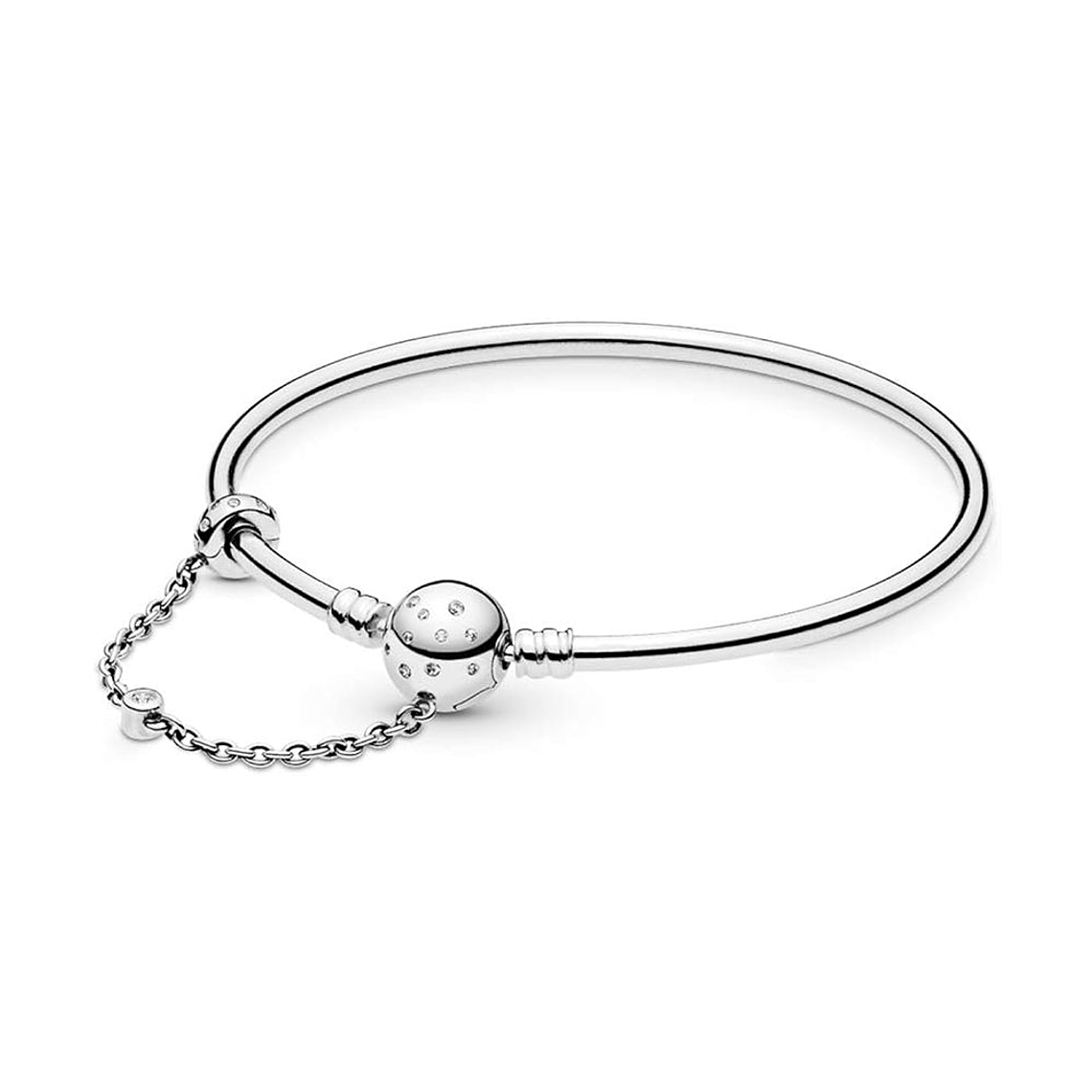 Pulsera Brazalete Pandora Verdadera Singularidad Cierre Esfera y Cadena 597846CZ Plata 925 Talla 18cm 2