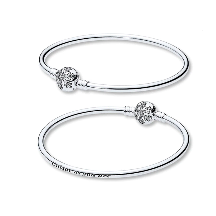 Pulsera Brazalete Pandora Copo de Nieve con Grabado 
