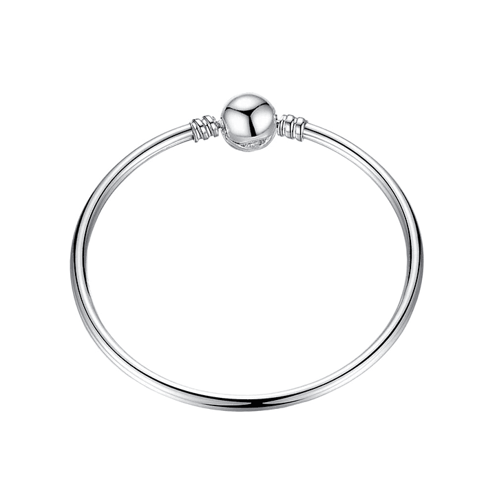 Pulsera Brazalete Pandora Liso con Cierre de Corazón Brillante 590743CZ Plata 925 Talla 18cm 4