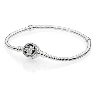 Pulsera Brazalete Pandora con Cierre a Presion Flor Poética 590744CZ Plata 925 Talla 18cm