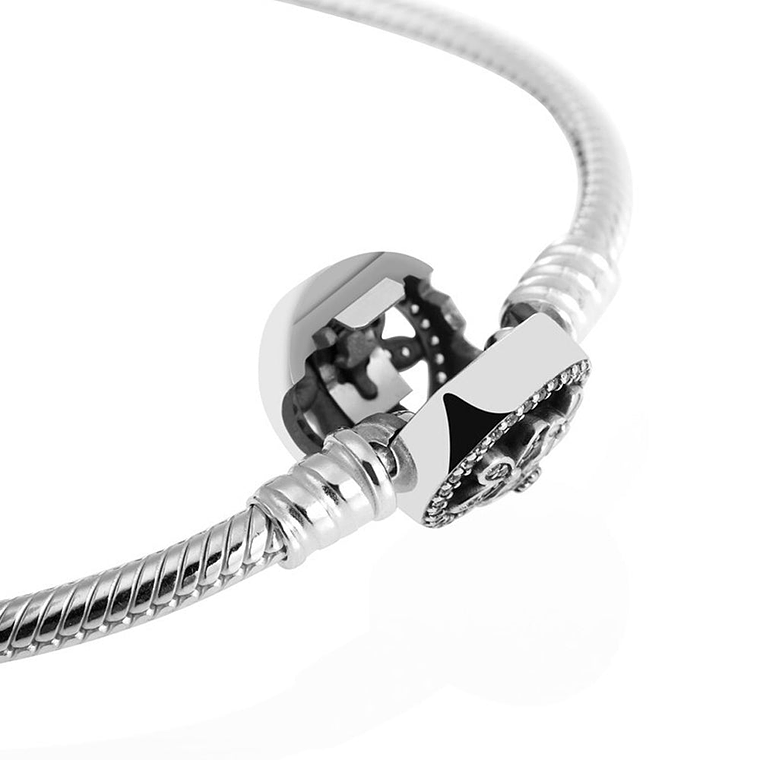 Pulsera Brazalete Pandora con Cierre a Presion Flor Poética 590744CZ Plata 925 Talla 18cm 4