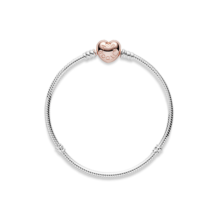 Pulsera Brazalete Pandora Cadena de Serpiente Corazon de Oro 580719 Plata 925 Talla 18cm 3