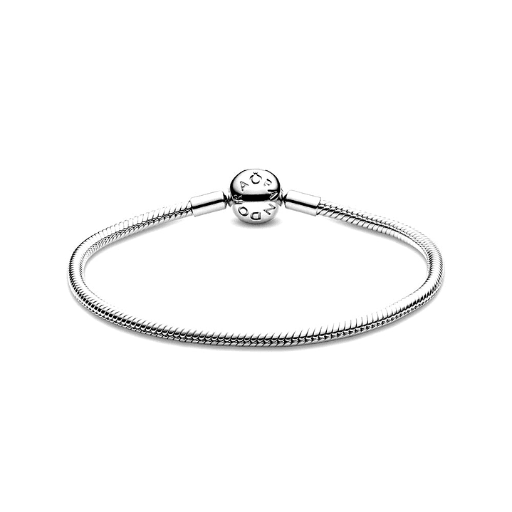 Pulsera Brazalete Pandora Cadena de Serpiente Cierre Rosa 590728 Plata 925 Talla 18cm 2