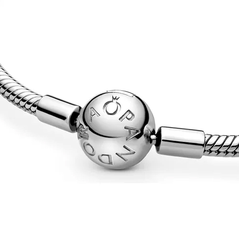 Pulsera Brazalete Pandora Cadena de Serpiente Cierre Rosa 590728 Plata 925 Talla 18cm 3