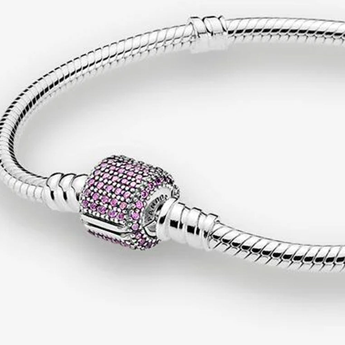 Pulsera Brazalete Pandora Cierre con Detalles en Circonitas Moradas 590723CFP Plata 925 Talla 18cm 5