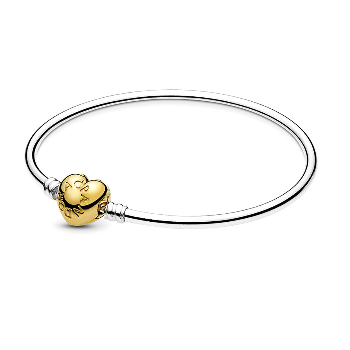 Pulsera Brazalete Pandora Cierre Corazón Dorado con Logo Pandora 567163 Plata 925 Talla 18cm 1
