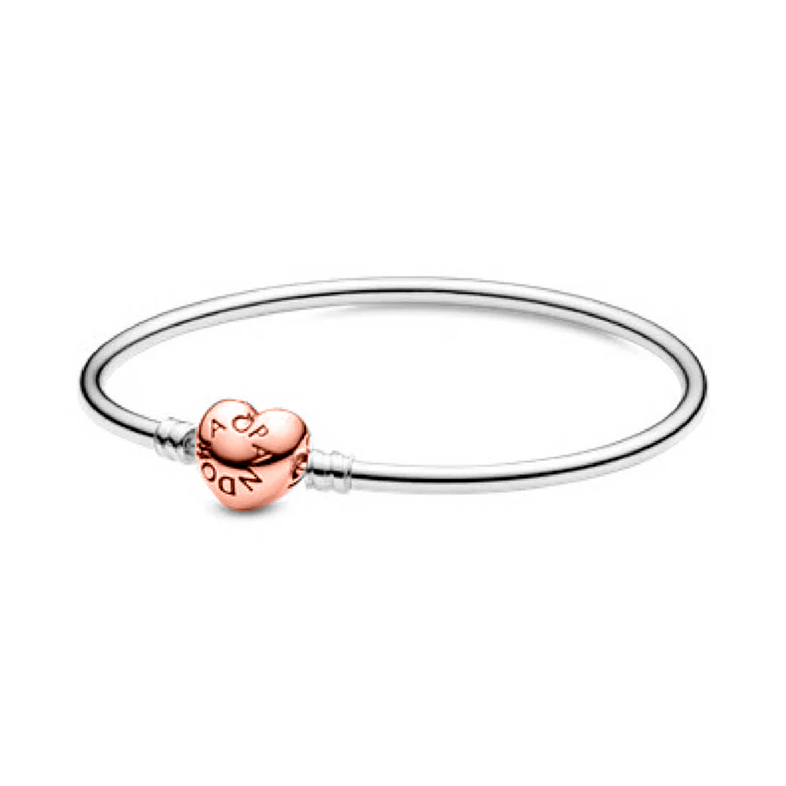 Pulsera Brazalete Pandora Cierre Corazón Rosa con Logo Pandora 586268 Plata 925 Talla 18cm 2