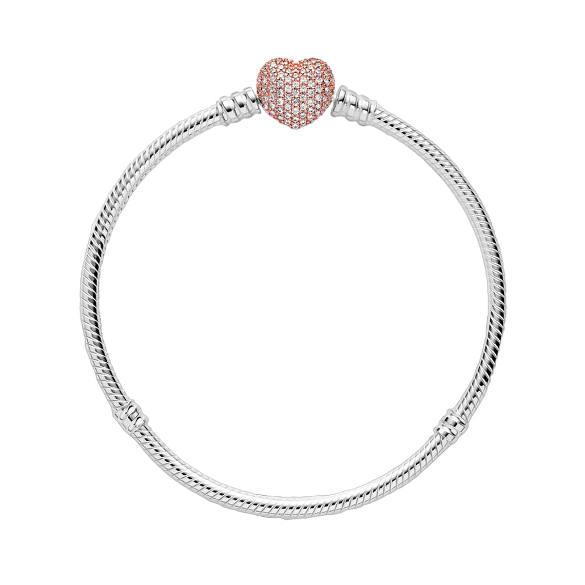 Pulsera Brazalete Pandora Cadena de Serpiente con Cierre de Corazón Pavé 586292CZ Plata 925 Talla 18cm 1