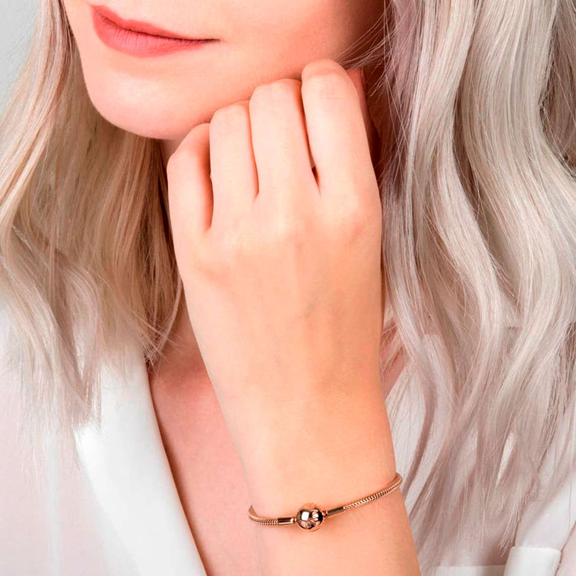 Pulsera Brazalete Pandora Moments Rose Cadena de Serpiente 580728 Plata 925 Talla 18cm 5