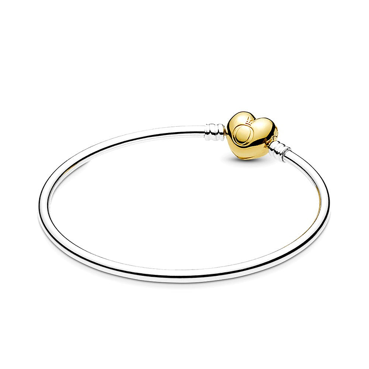 Pulsera Brazalete Pandora Cierre Corazón Dorado con Logo Pandora 567163 Plata 925 Talla 18cm 2