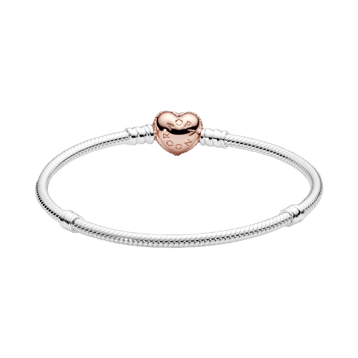Pulsera Brazalete Pandora Cadena de Serpiente con Cierre de Corazón Pavé 586292CZ Plata 925 Talla 18cm 2