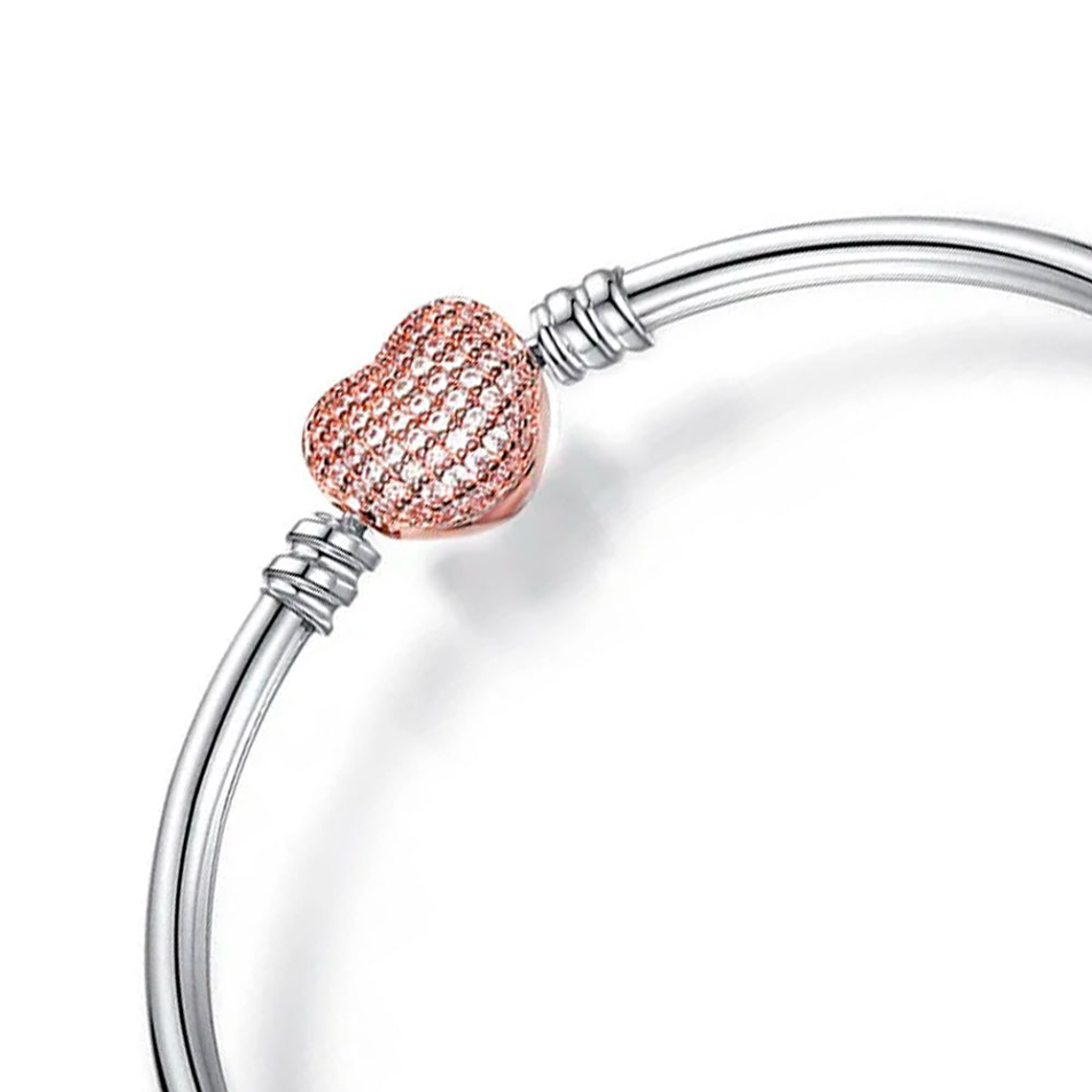 Pulsera Brazalete Pandora Corazon Bañado en Oro 14k 580722CZ Plata 925 Talla 18cm 3