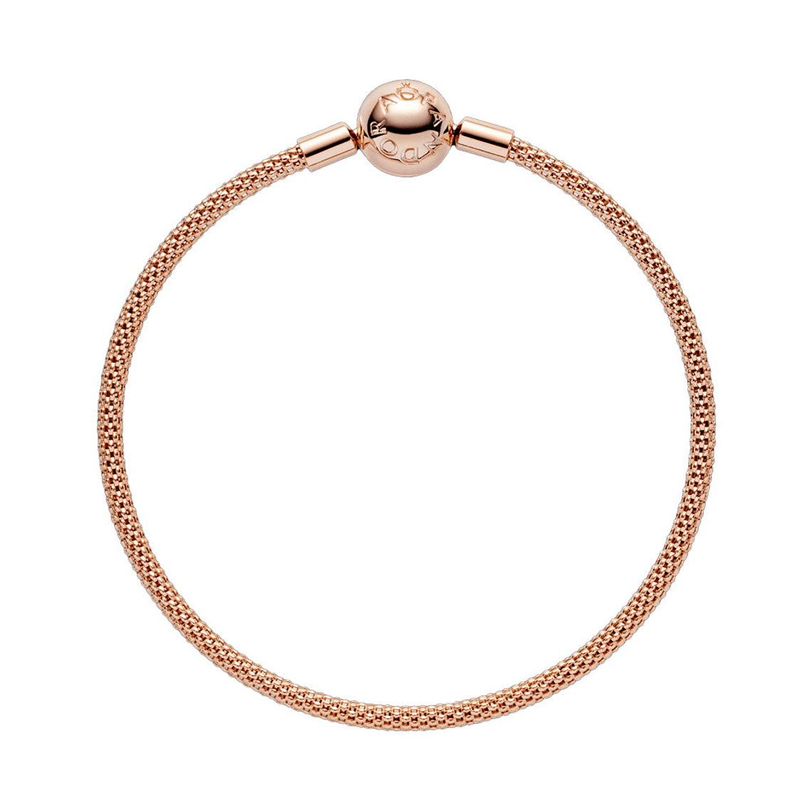 Pulsera Brazalete Pandora Malla de Plata con Cierre Circular 586543 Rosado Plata 925 Talla 18cm 2