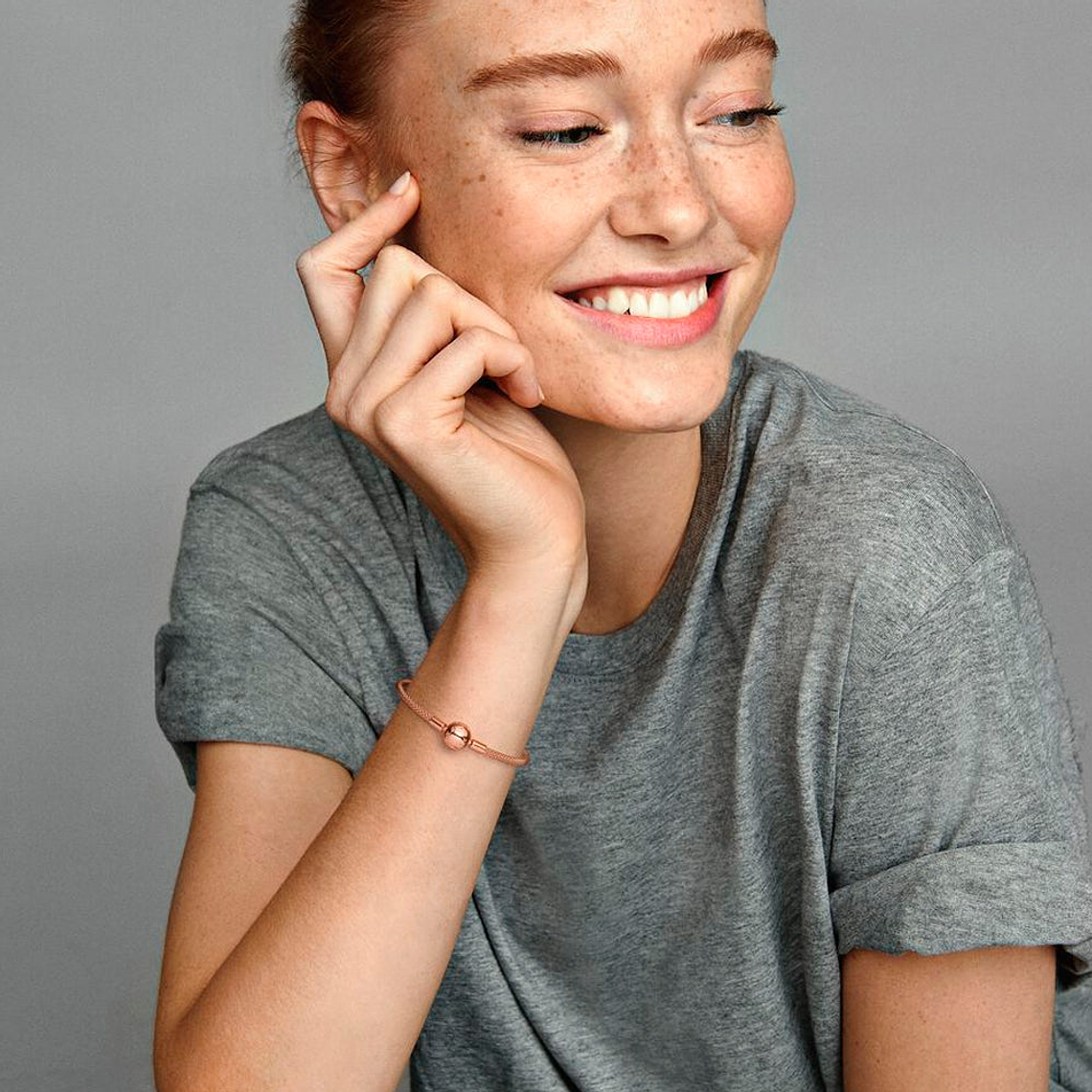 Pulsera Brazalete Pandora Malla de Plata con Cierre Circular 586543 Rosado Plata 925 Talla 18cm 4