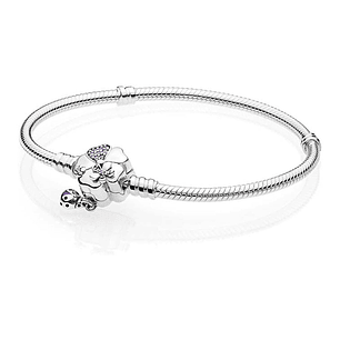 Pulsera Brazalete Pandora con Cierre Silvestre Flor y Mariquita Colgante 597124NLC Plata 925 Talla 18cm