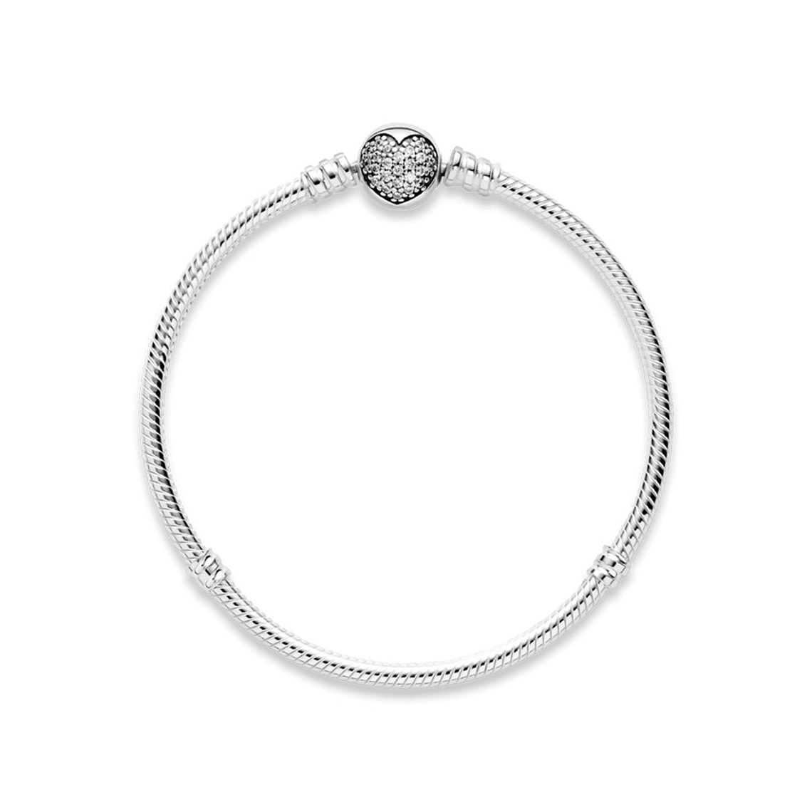 Pulsera Brazalete Pandora Cadena de Serpiente con Cierre de Corazón Brillante 590743CZ Plata 925 Talla 18cm 3