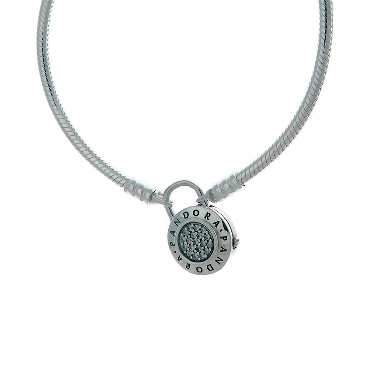 Pulsera Brazalete Pandora Cierre Candado Reluciente 597092CZ Plata 925 Talla 18cm 2