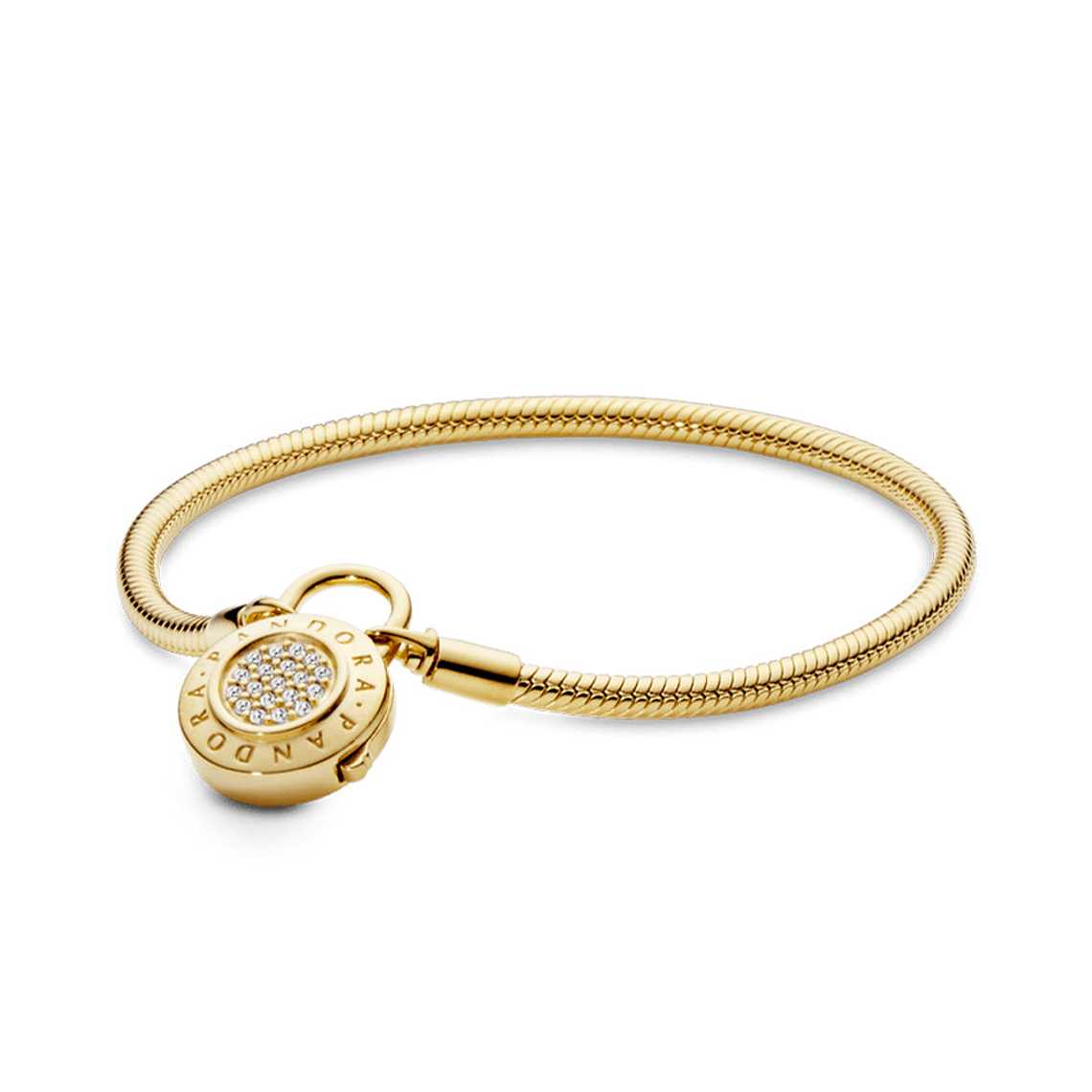 Pulsera Brazalete Pandora con Cierre de Candado Enchapada en Oro 14k 567757CZ Talla 18cm 1