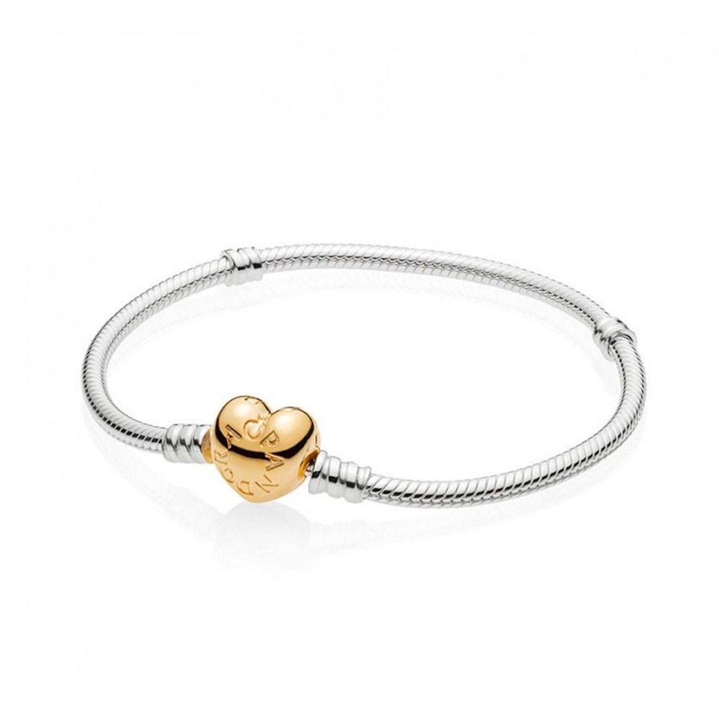 Pulsera Brazalete Pandora Cadena de Serpiente con Cierre Corazón en Oro 560719 Plata 925 Talla 18cm 1