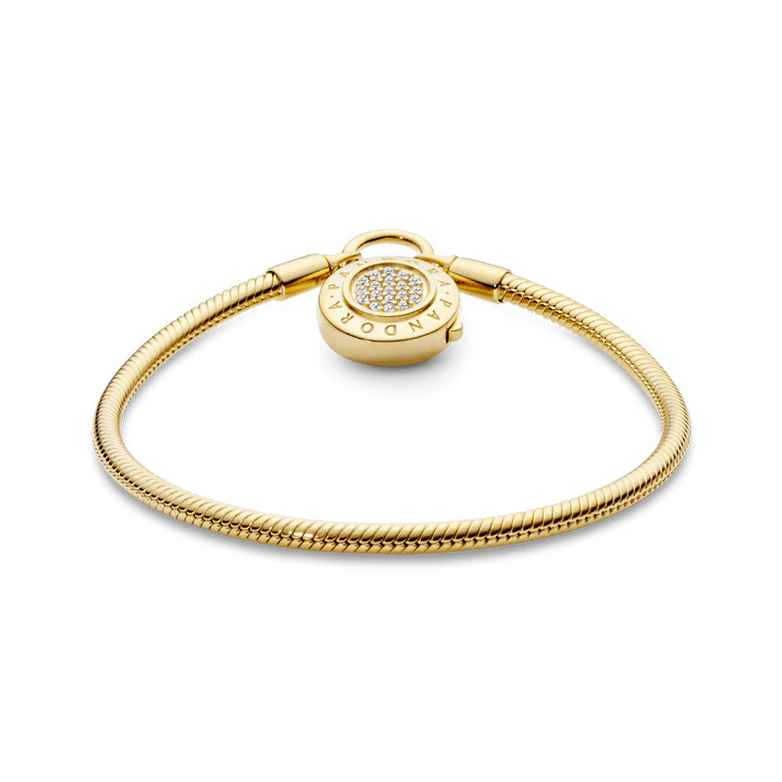 Pulsera Brazalete Pandora con Cierre de Candado Enchapada en Oro 14k 567757CZ Talla 18cm 2